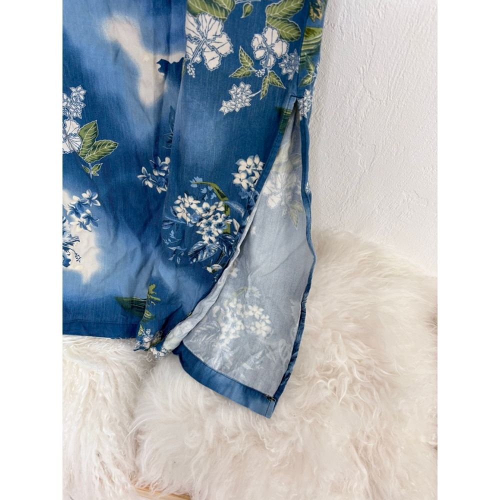Women's Marsh Landing Blue & White Tropical Floral Maxi Dress S Rayon - Picture 10 of 12